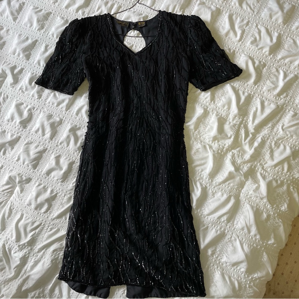 Black Silk Beaded Dress